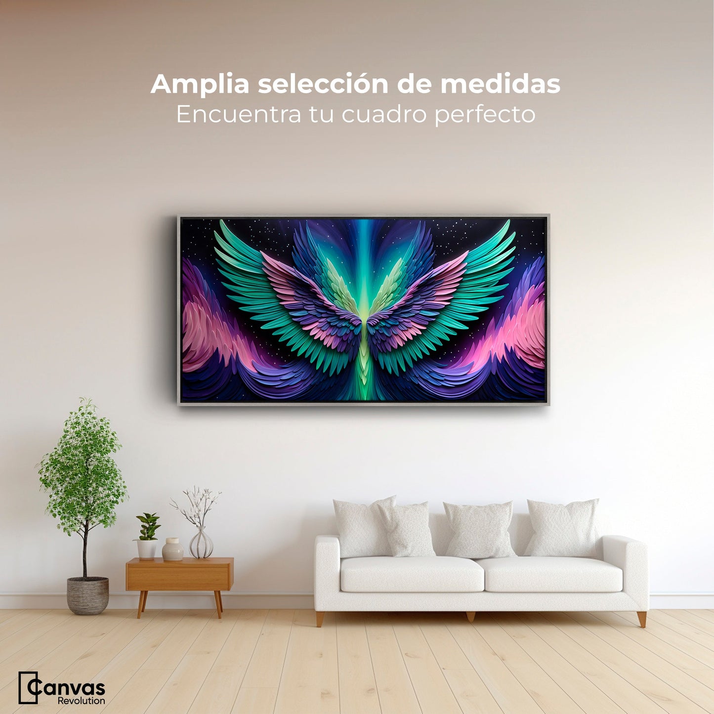 Cuadros Decorativos Canvas Revolution | Alas Angel Cosmic | Montaje3