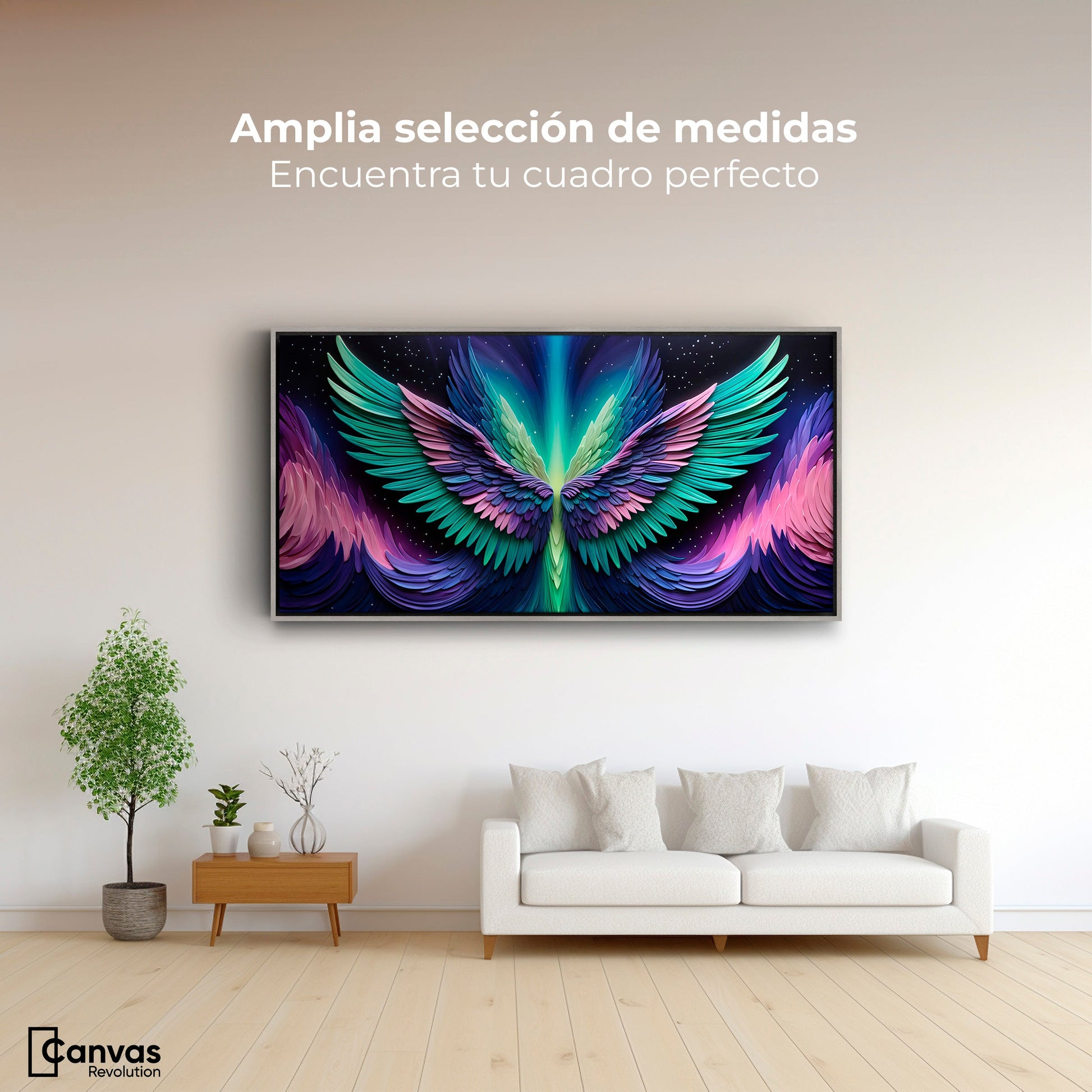 Cuadros Decorativos Canvas Revolution | Alas Angel Cosmic | Montaje3