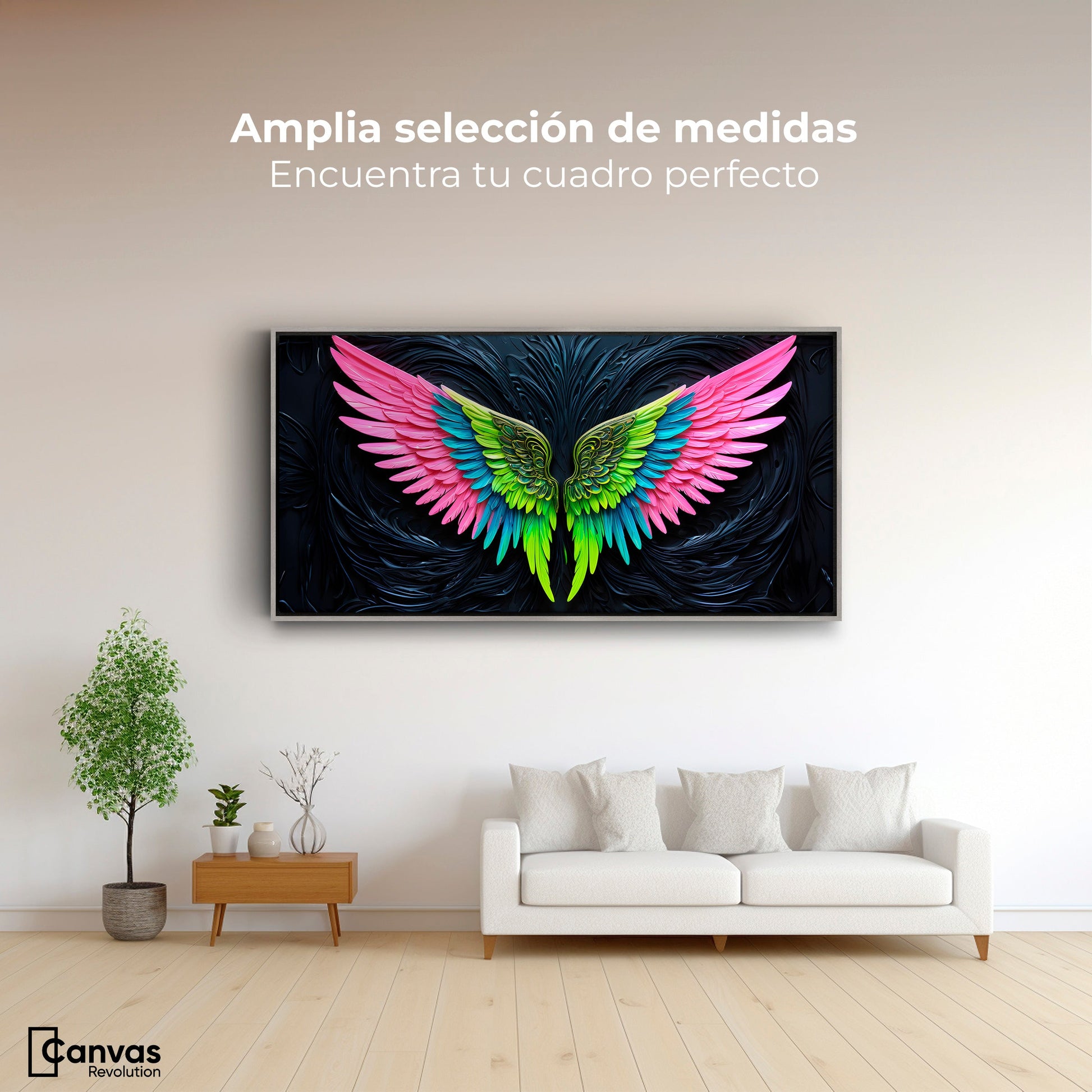 Cuadros Decorativos Canvas Revolution | Alas Angel Lucido | Montaje3