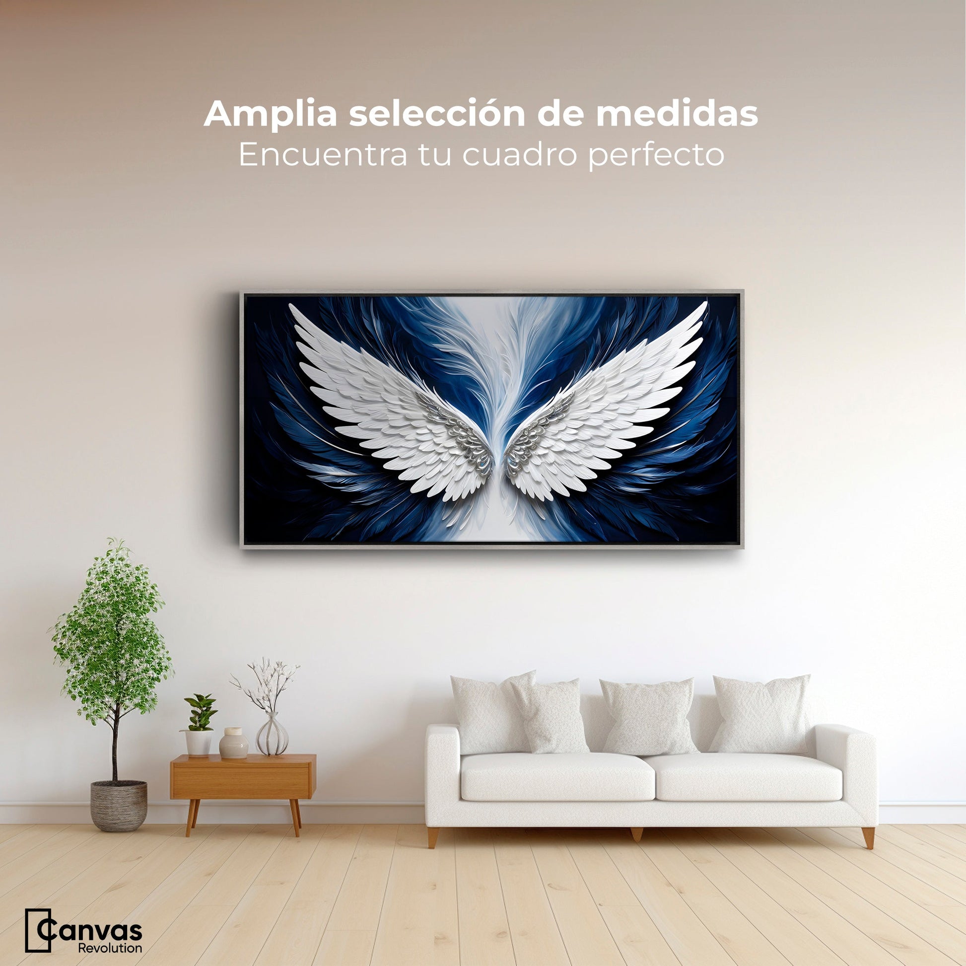 Cuadros Decorativos Canvas Revolution | Alas Angel Marina | Montaje3