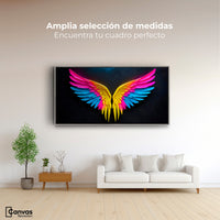 Cuadros Decorativos Canvas Revolution | Alas Angel Neon | Montaje3