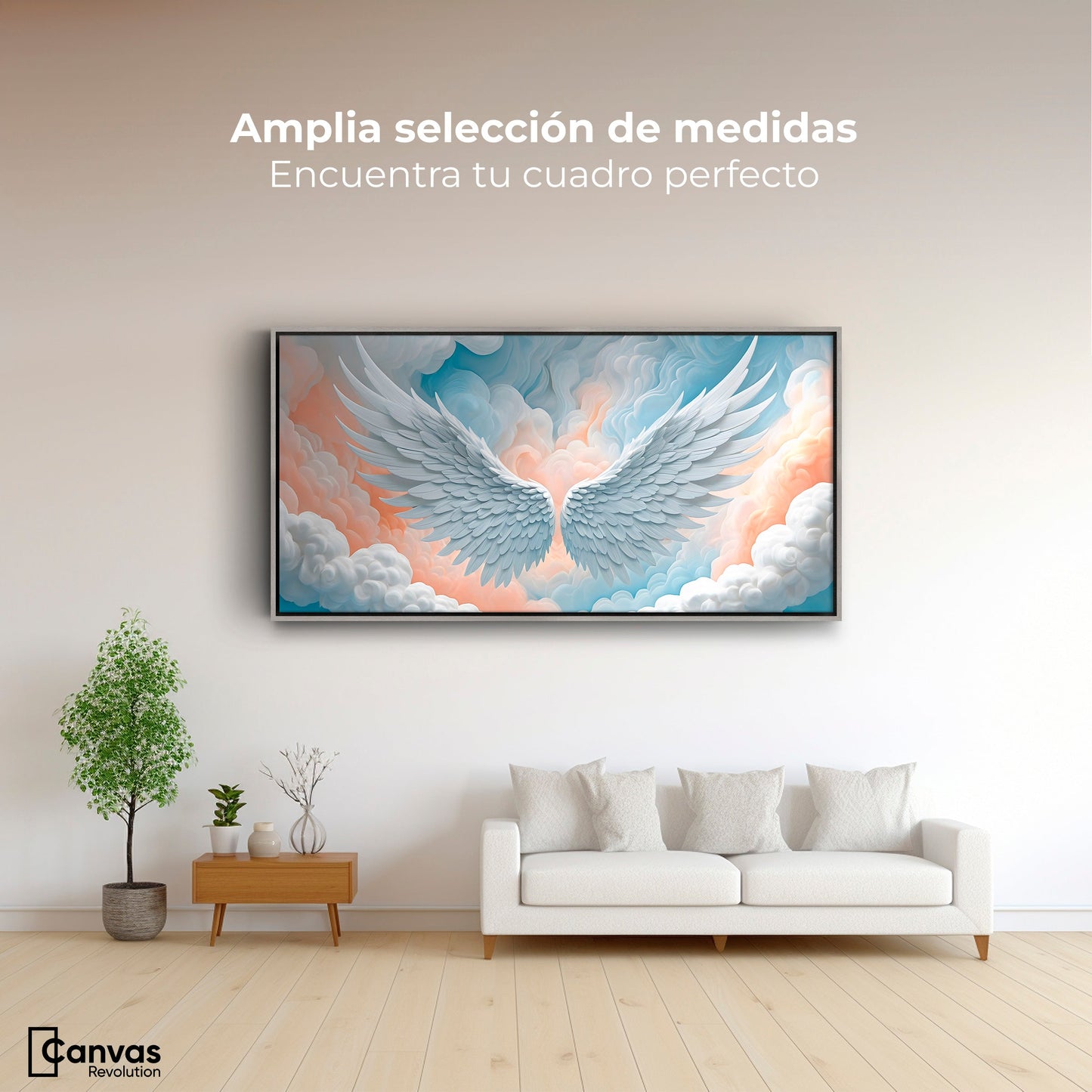 Cuadros Decorativos Canvas Revolution | Alas Angel Nubes | Montaje3