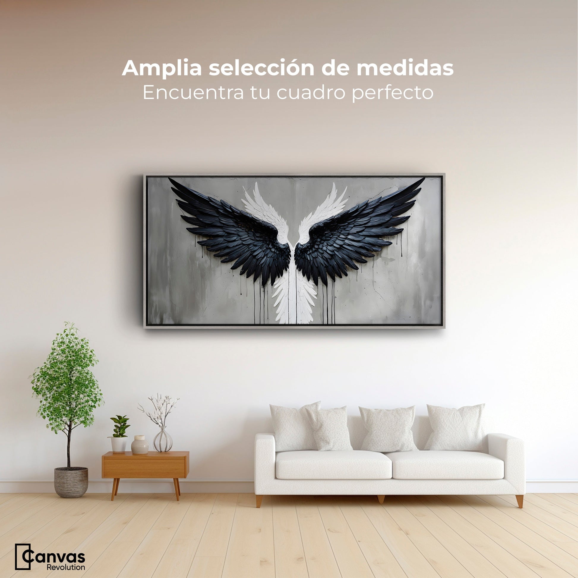Cuadros Decorativos Canvas Revolution | Alas Angel Oscuro | Montaje3