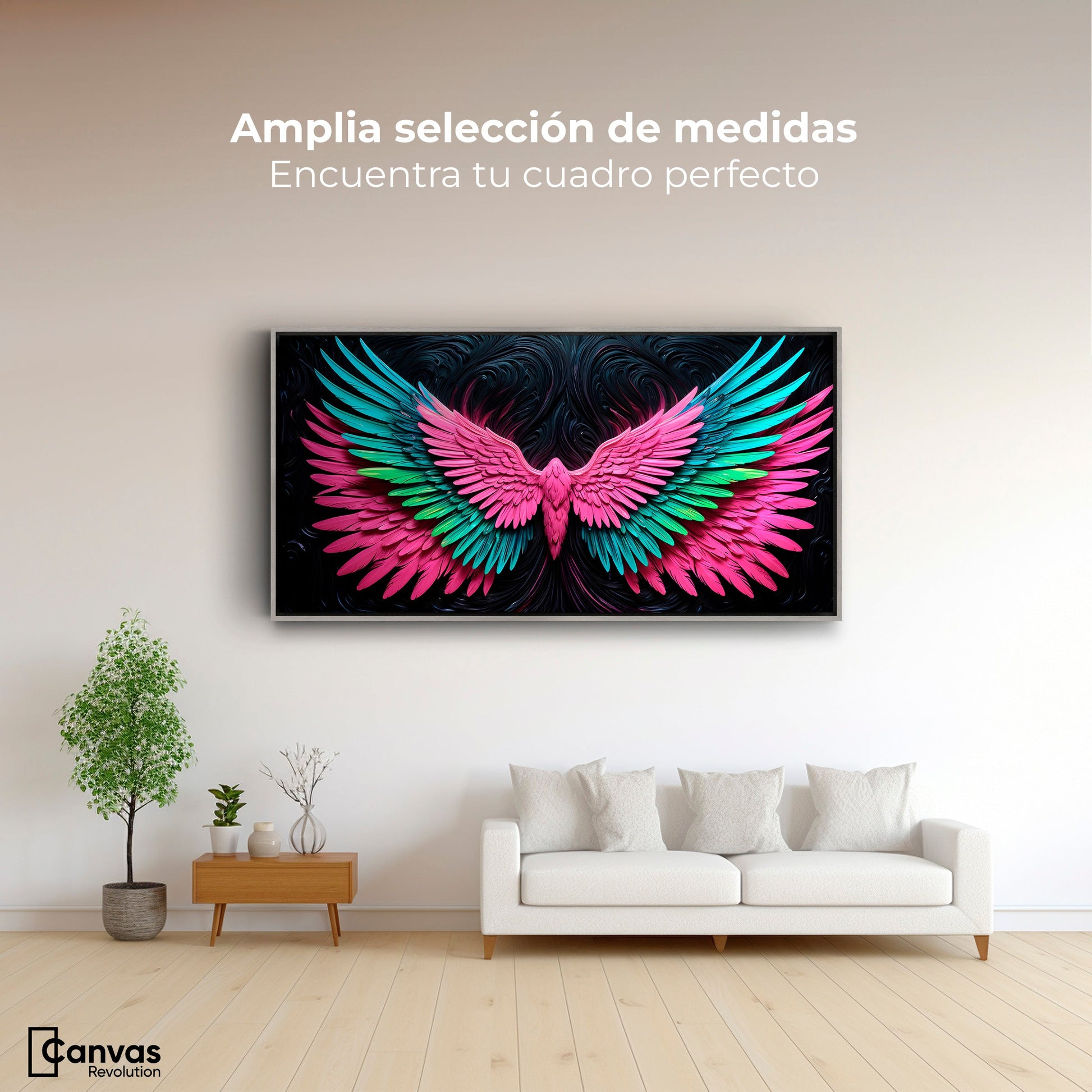 Cuadros Decorativos Canvas Revolution | Alas Luz Angeles | Montaje3