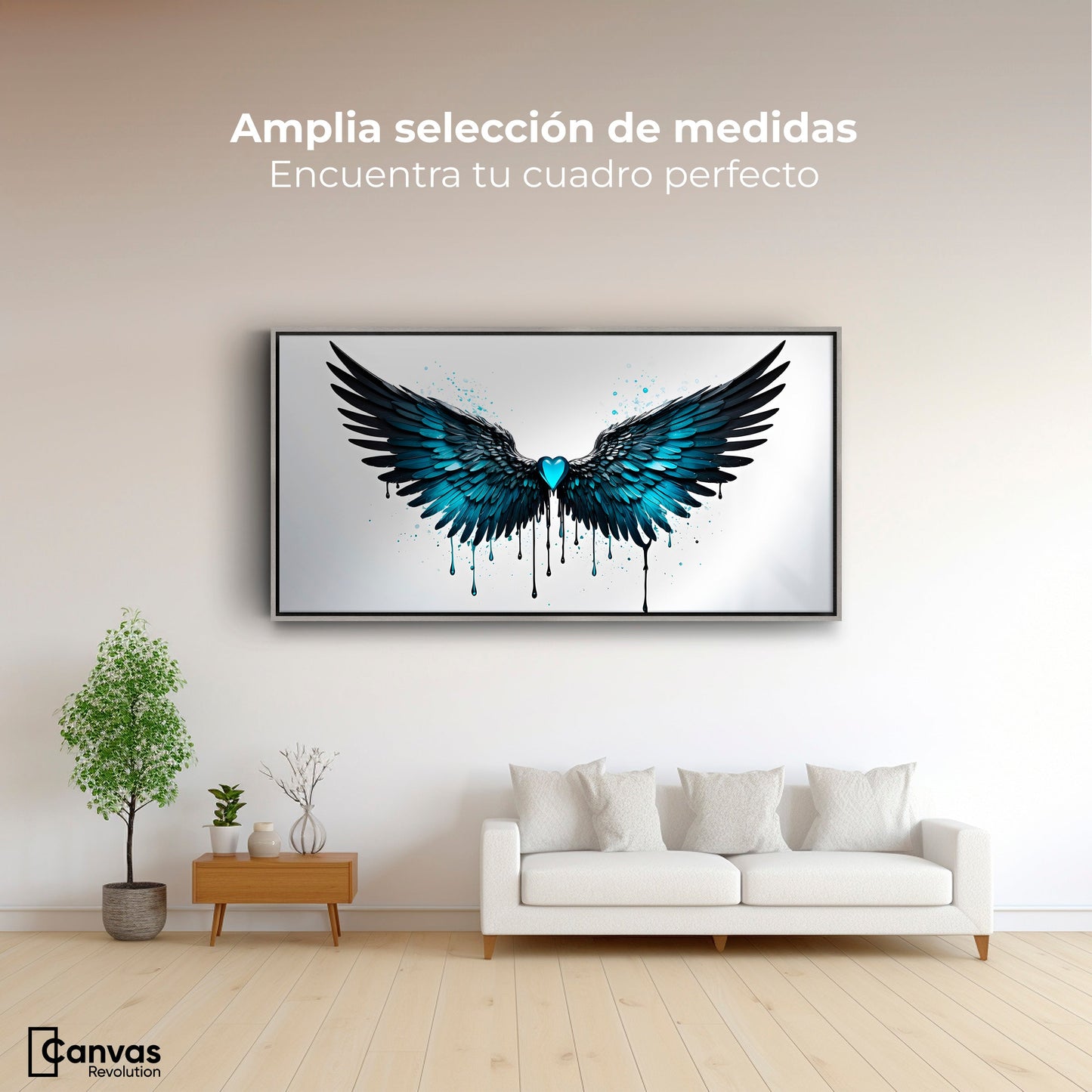 Cuadros Decorativos Canvas Revolution | Alas Piedra Angel | Montaje3