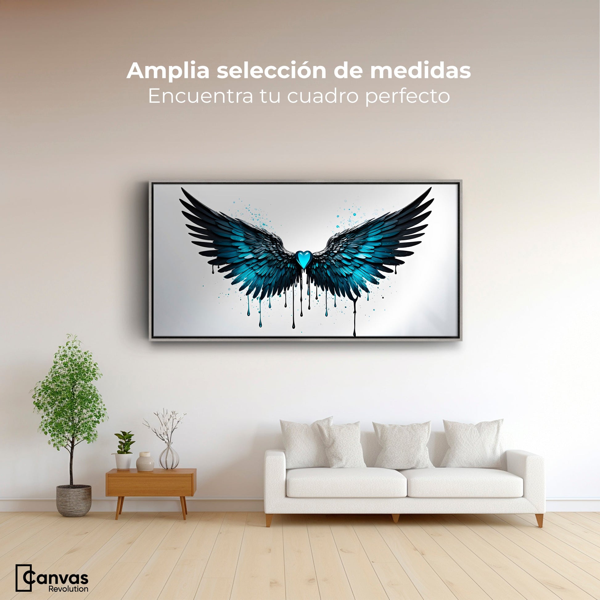 Cuadros Decorativos Canvas Revolution | Alas Piedra Angel | Montaje3
