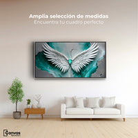 Cuadros Decorativos Canvas Revolution | Alas Vida Esmeralda | Montaje3
