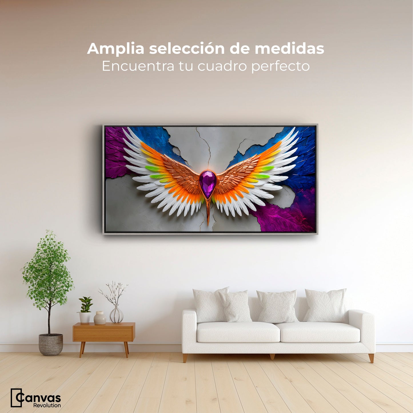 Cuadros Decorativos Canvas Revolution | Alas Vuelo Puro | Montaje3