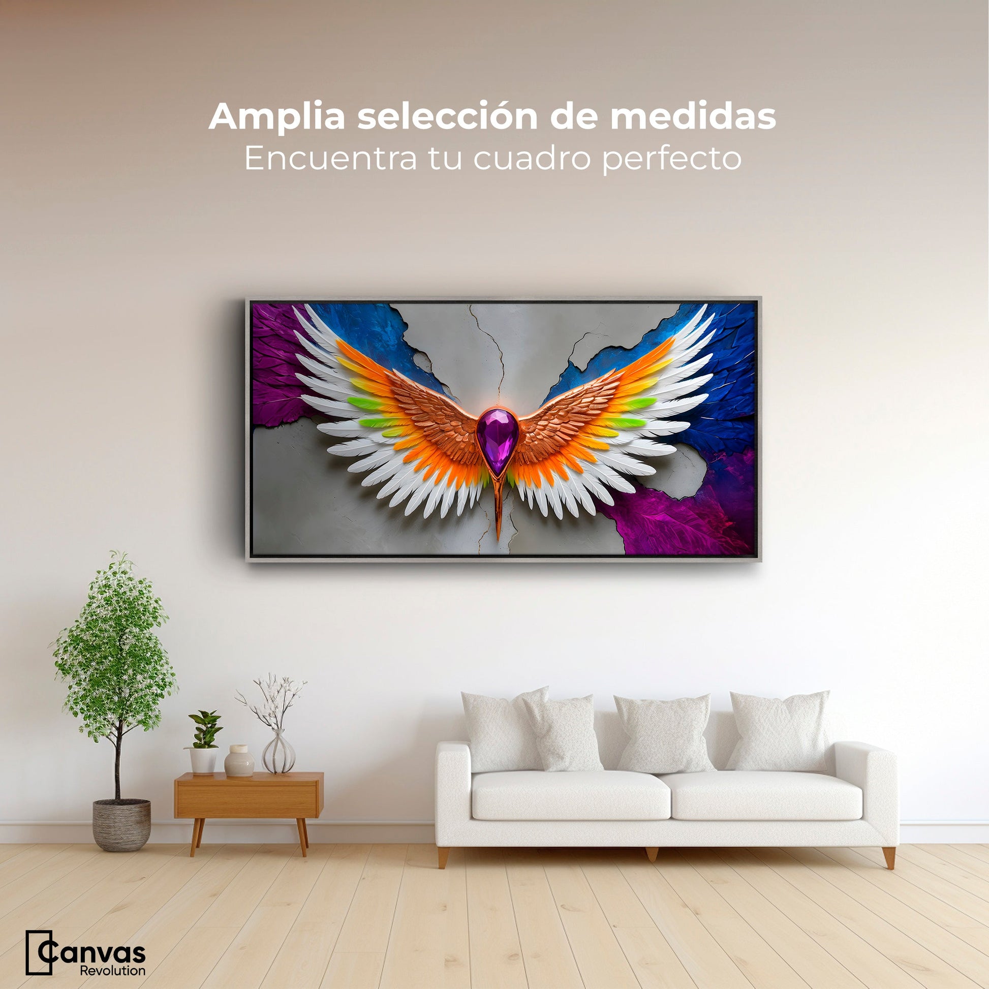 Cuadros Decorativos Canvas Revolution | Alas Vuelo Puro | Montaje3