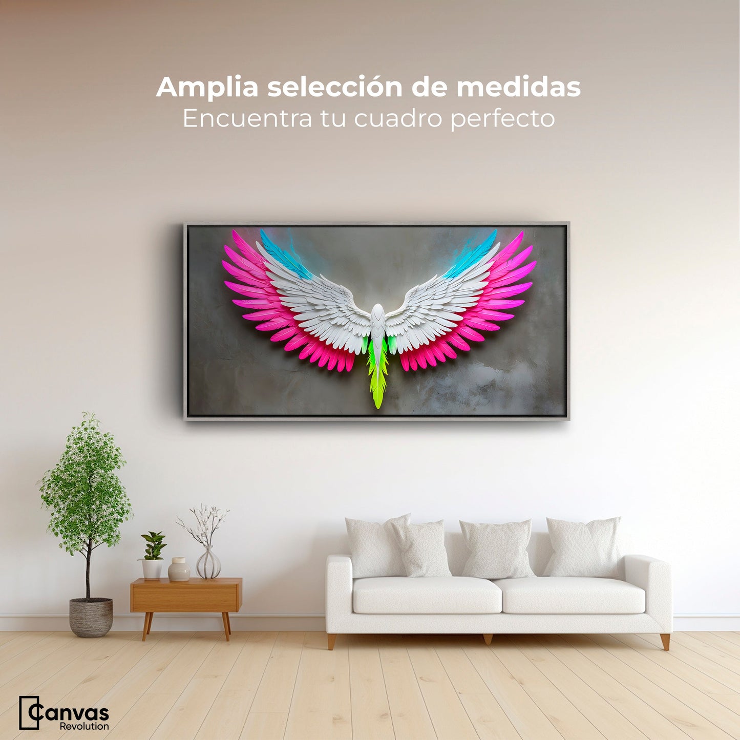 Cuadros Decorativos Canvas Revolution | Angel Alas De Luz | Montaje3