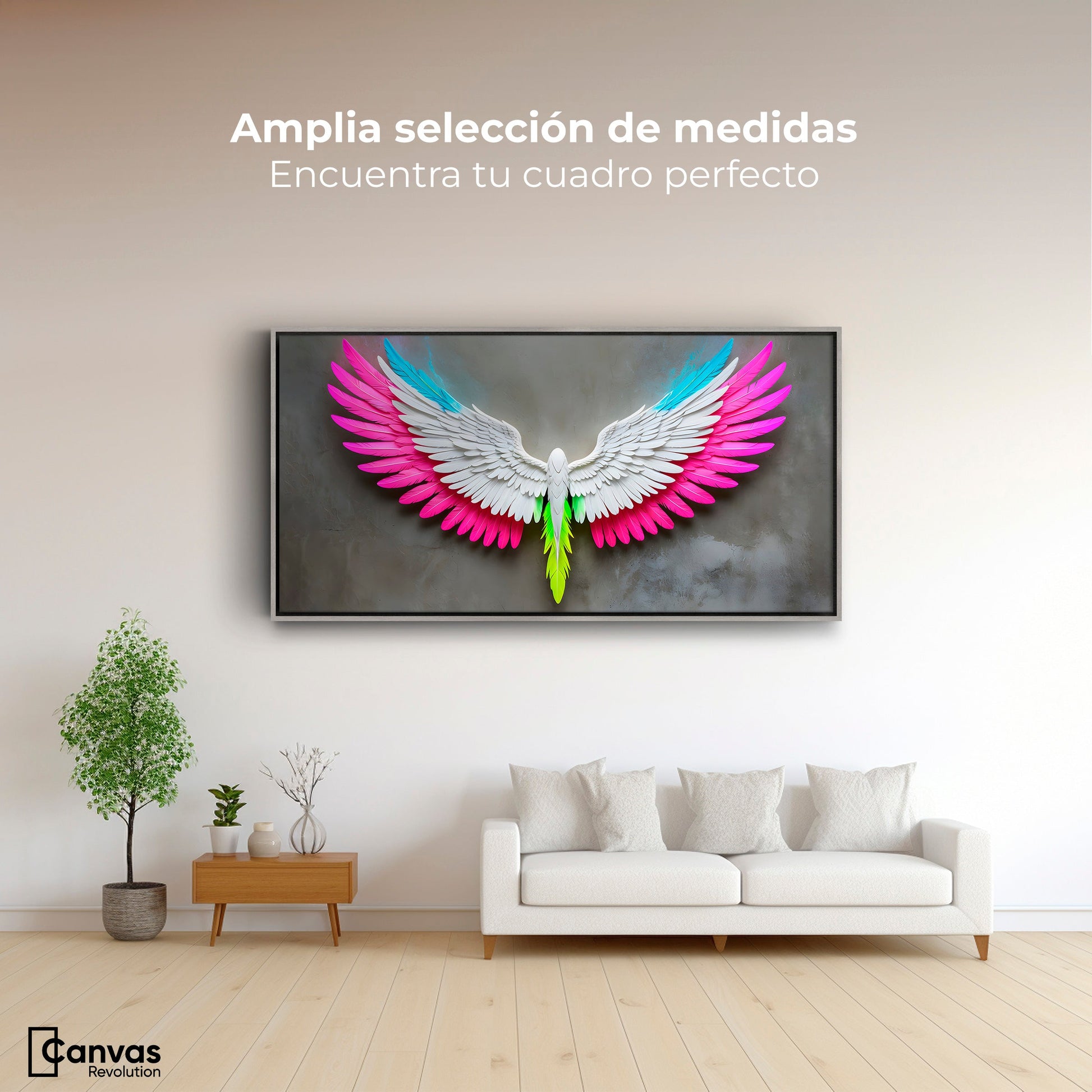 Cuadros Decorativos Canvas Revolution | Angel Alas De Luz | Montaje3