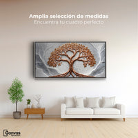 Cuadros Decorativos Canvas Revolution | Arbol Piedra Oro | Montaje3
