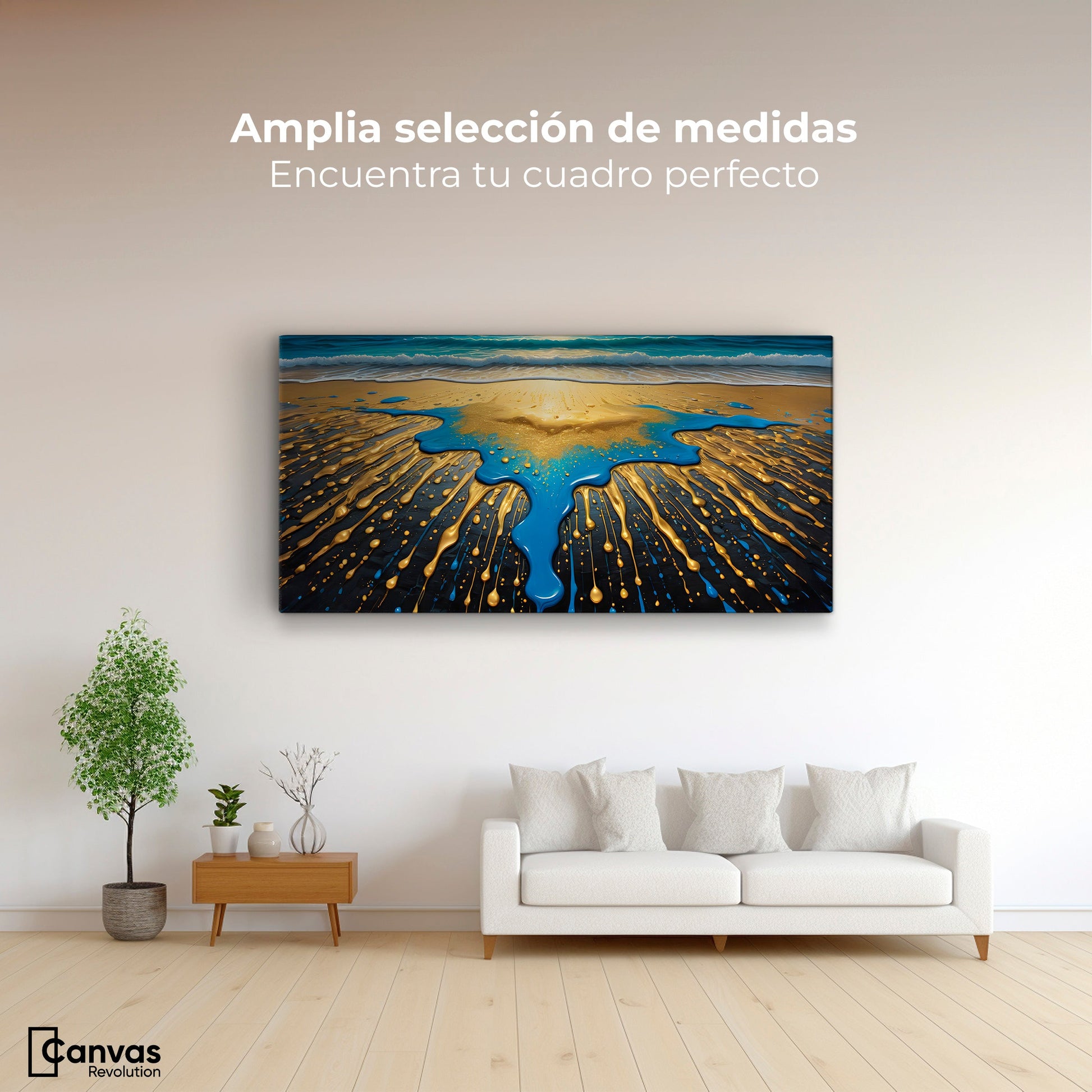 Cuadros Decorativos Canvas Revolution | Atardecer Dorado | Montaje3