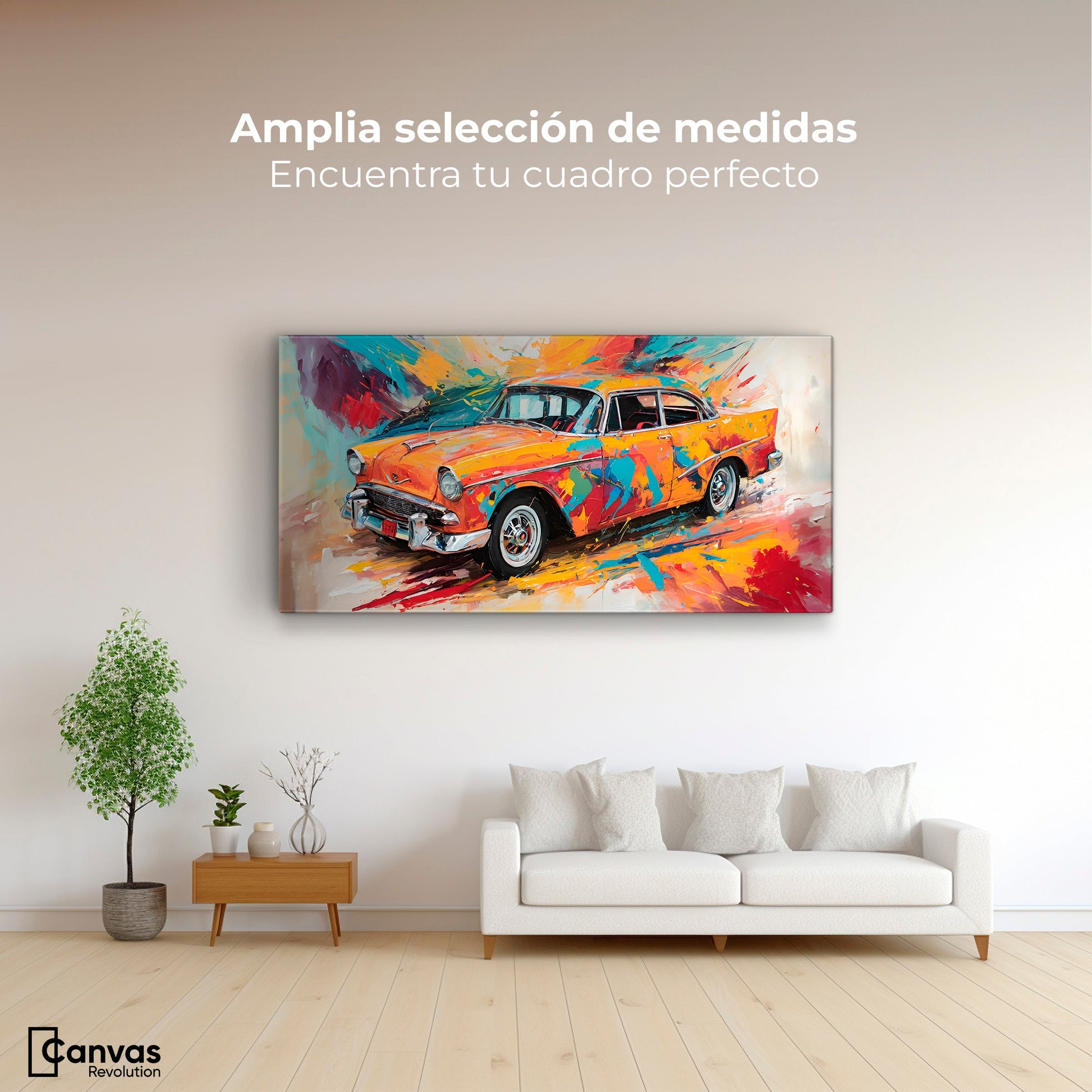 Cuadros Decorativos Canvas Revolution | Auto Retro Colorido | Montaje3