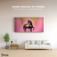Cuadros Decorativos Canvas Revolution | Caballo Oro Rosa | Montaje3