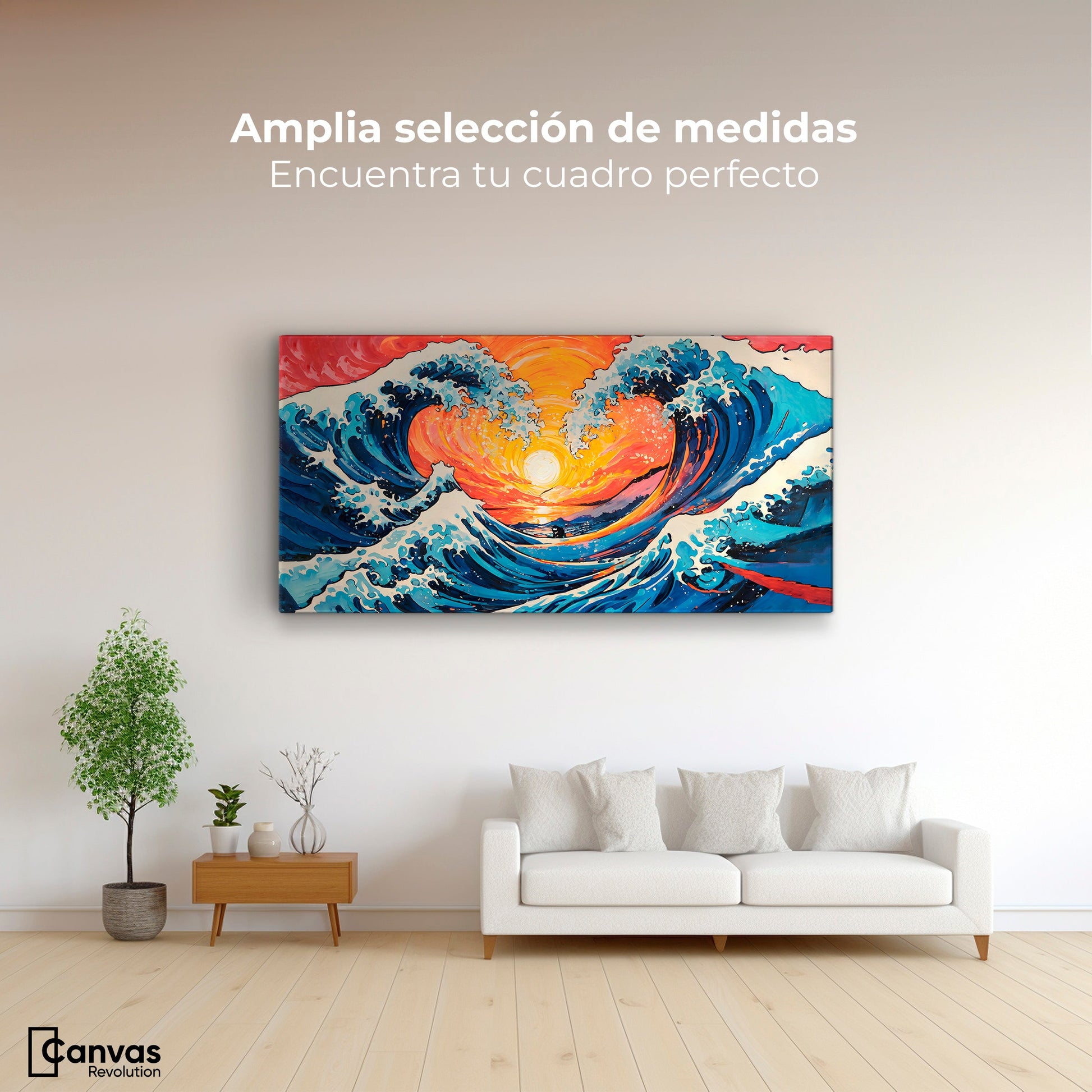 Cuadros Decorativos Canvas Revolution | Danza Olas Kanagawa | Montaje3