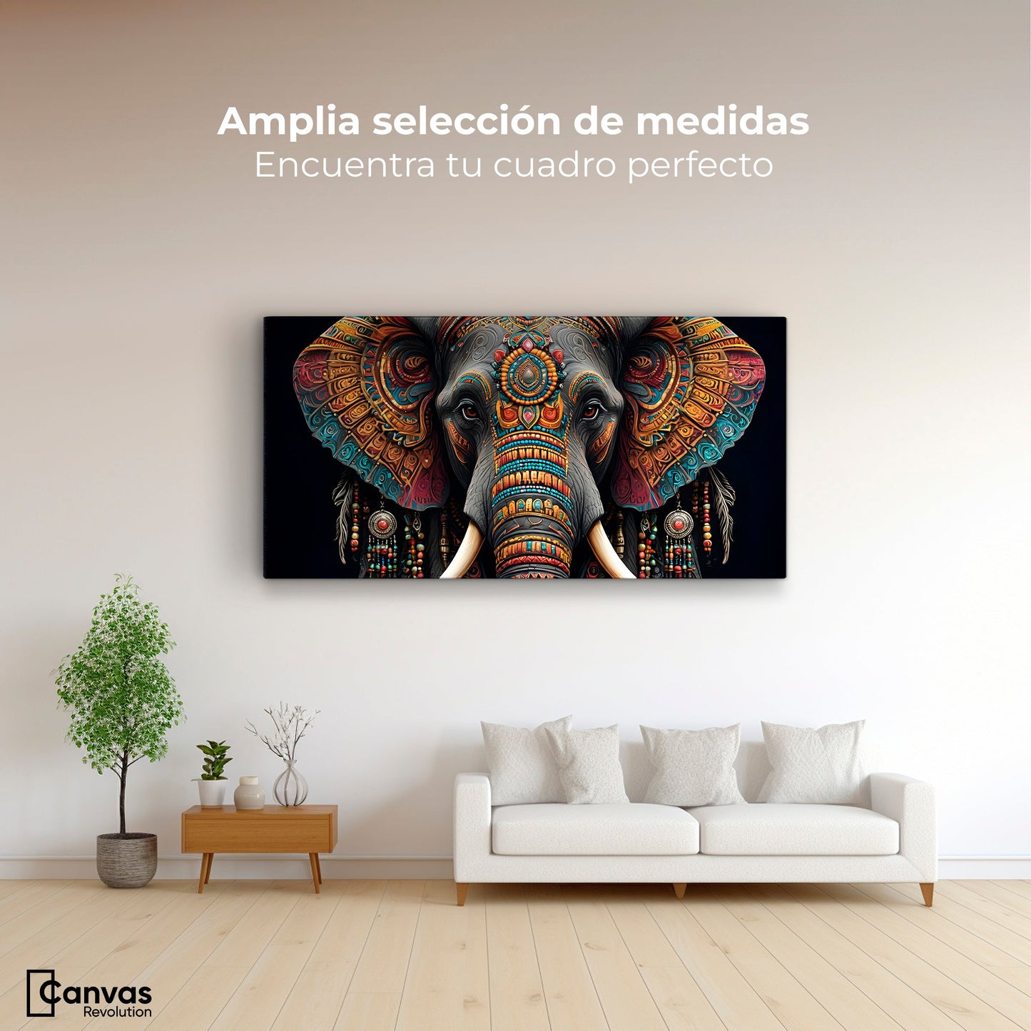 Cuadros Decorativos Canvas Revolution | Elefante Mistico | Montaje3