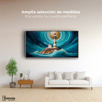 Cuadros Decorativos Canvas Revolution | Faro Del Mar Azul | Montaje3