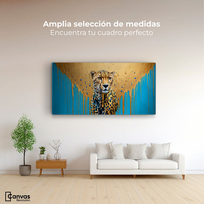 Cuadros Decorativos Canvas Revolution | Fuerza Felina Oro | Montaje3