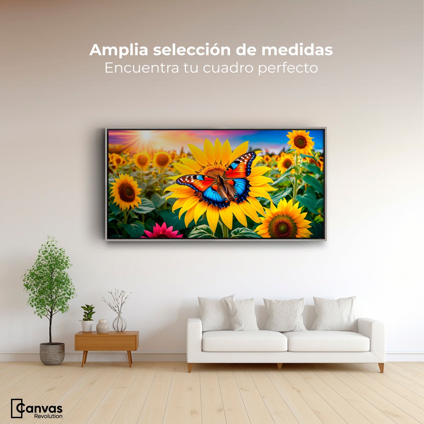 Cuadros Decorativos Canvas Revolution | Girasol Y Colores | Montaje3
