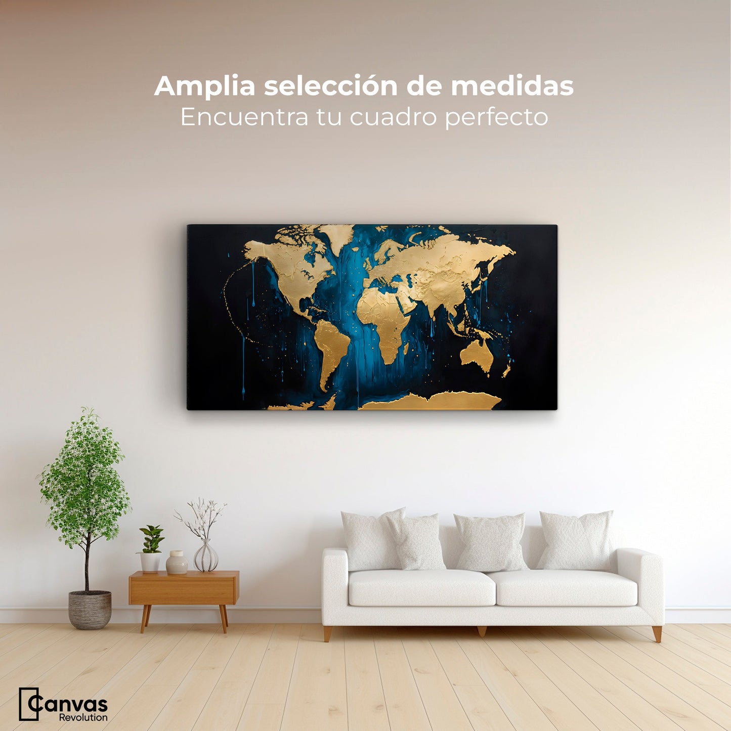 Cuadros Decorativos Canvas Revolution | Horizonte Dorado | Montaje3