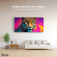 Cuadros Decorativos Canvas Revolution | Leopardo Colorido | Montaje3