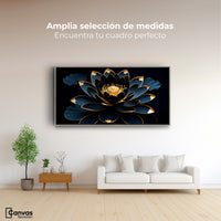Cuadros Decorativos Canvas Revolution | Loto Negro Oro | Montaje3
