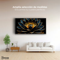 Cuadros Decorativos Canvas Revolution | Loto Oro Oscuro | Montaje3