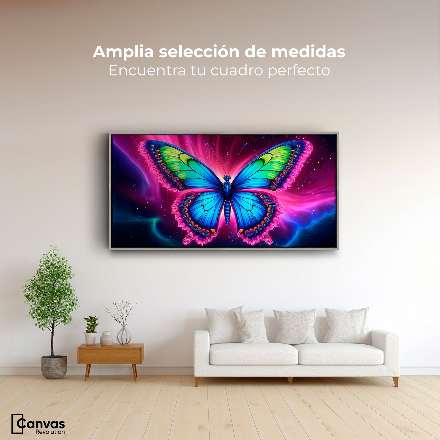 Cuadros Decorativos Canvas Revolution | Mariposa Nebulosa | Montaje3