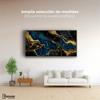 Cuadros Decorativos Canvas Revolution | Marmol Azul Oro | Montaje3