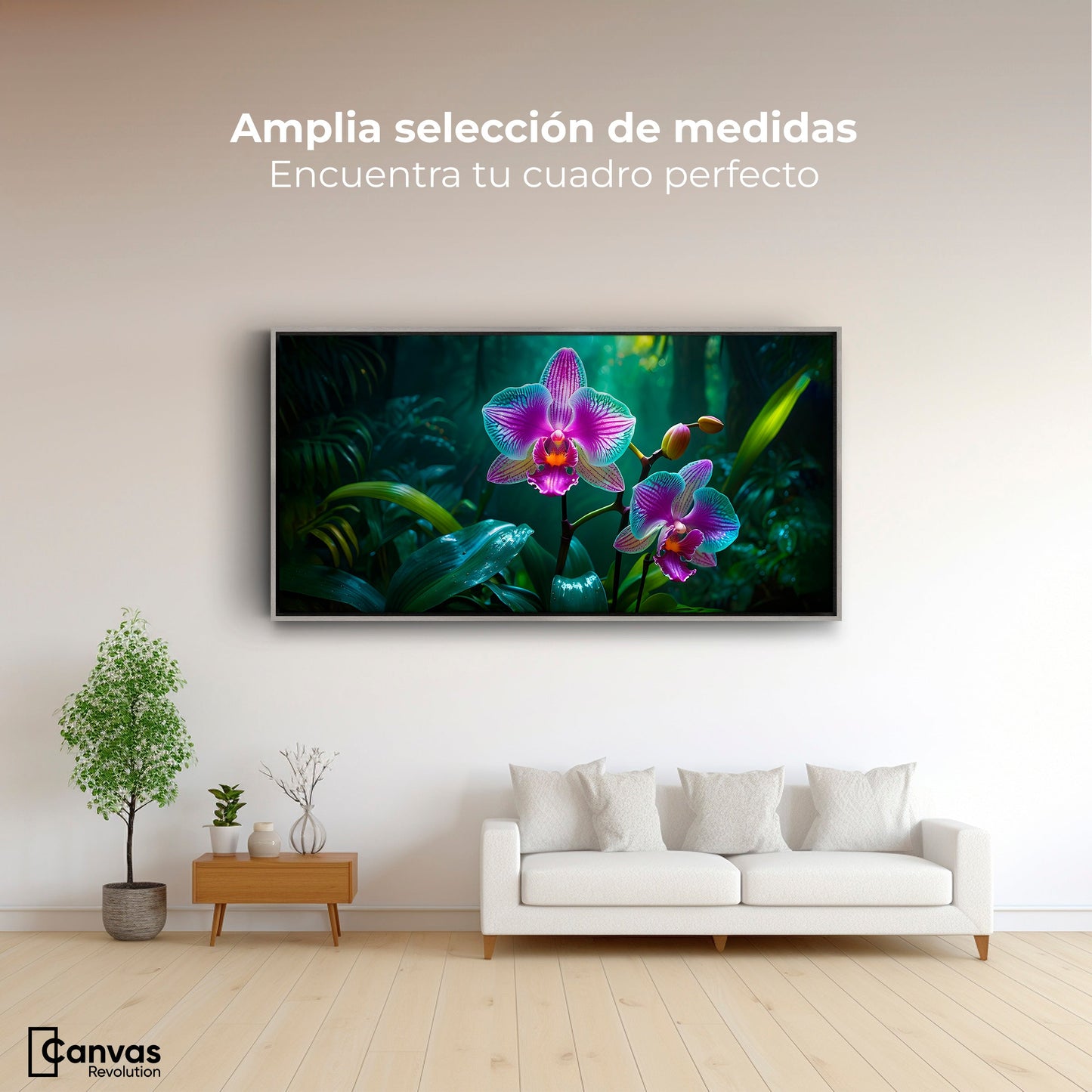 Cuadros Decorativos Canvas Revolution | Orquideas Vibrantes | Montaje3