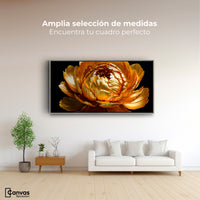 Cuadros Decorativos Canvas Revolution | Peonia Dorada Flor | Montaje3