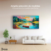 Cuadros Decorativos Canvas Revolution | Reflejos Bote Lago | Montaje3