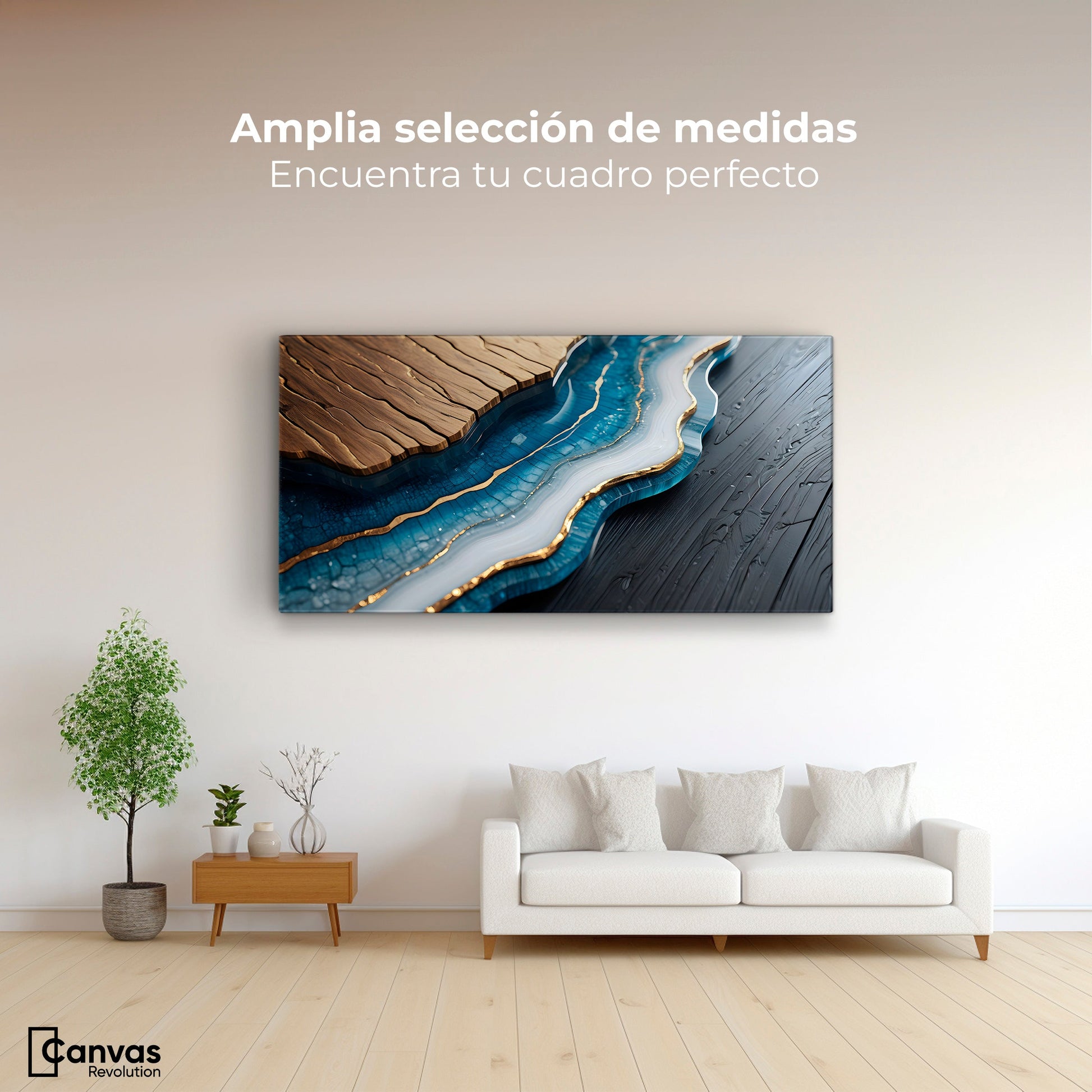 Cuadros Decorativos Canvas Revolution | Rio Resina Azul | Montaje3