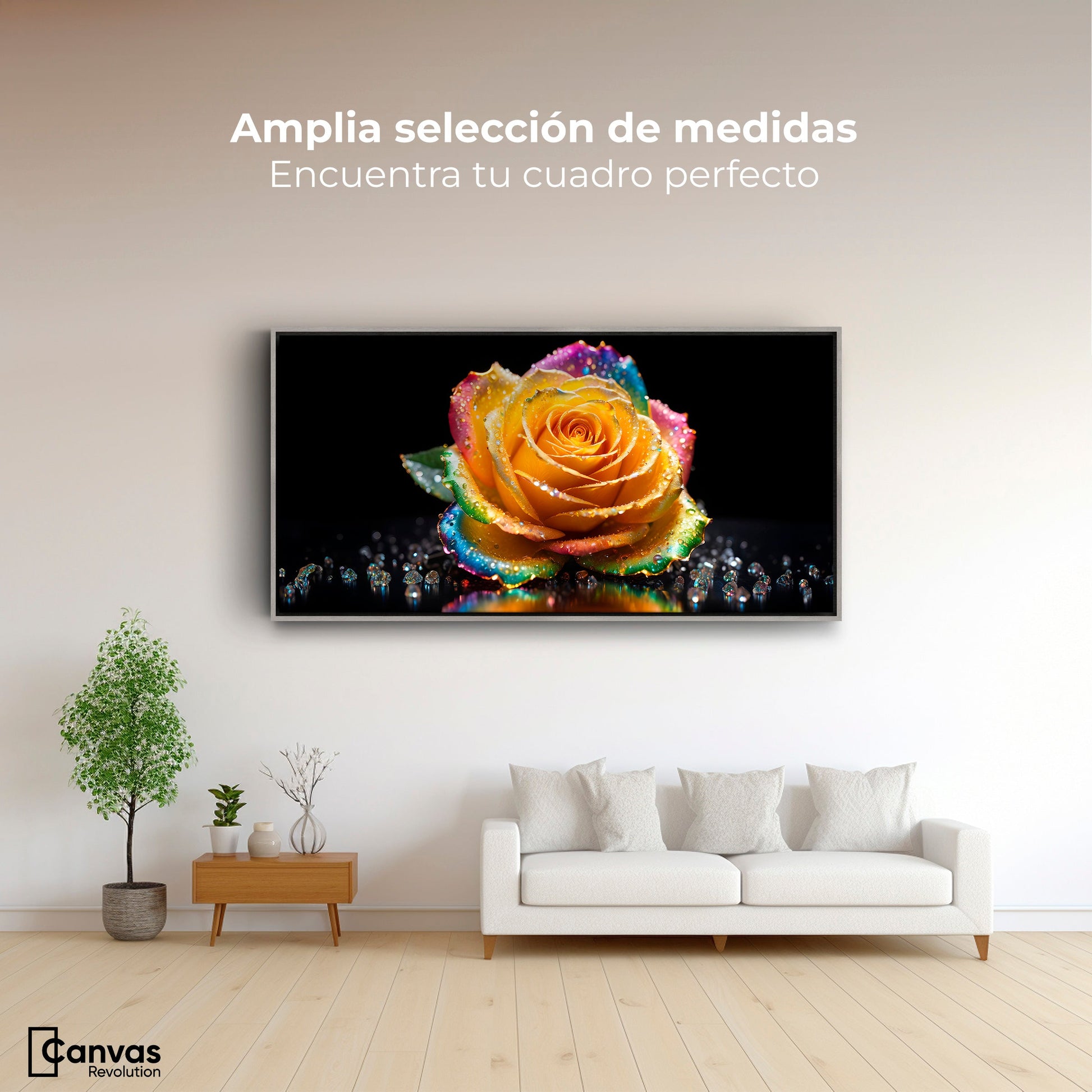 Cuadros Decorativos Canvas Revolution | Rosa Multicolor | Montaje3