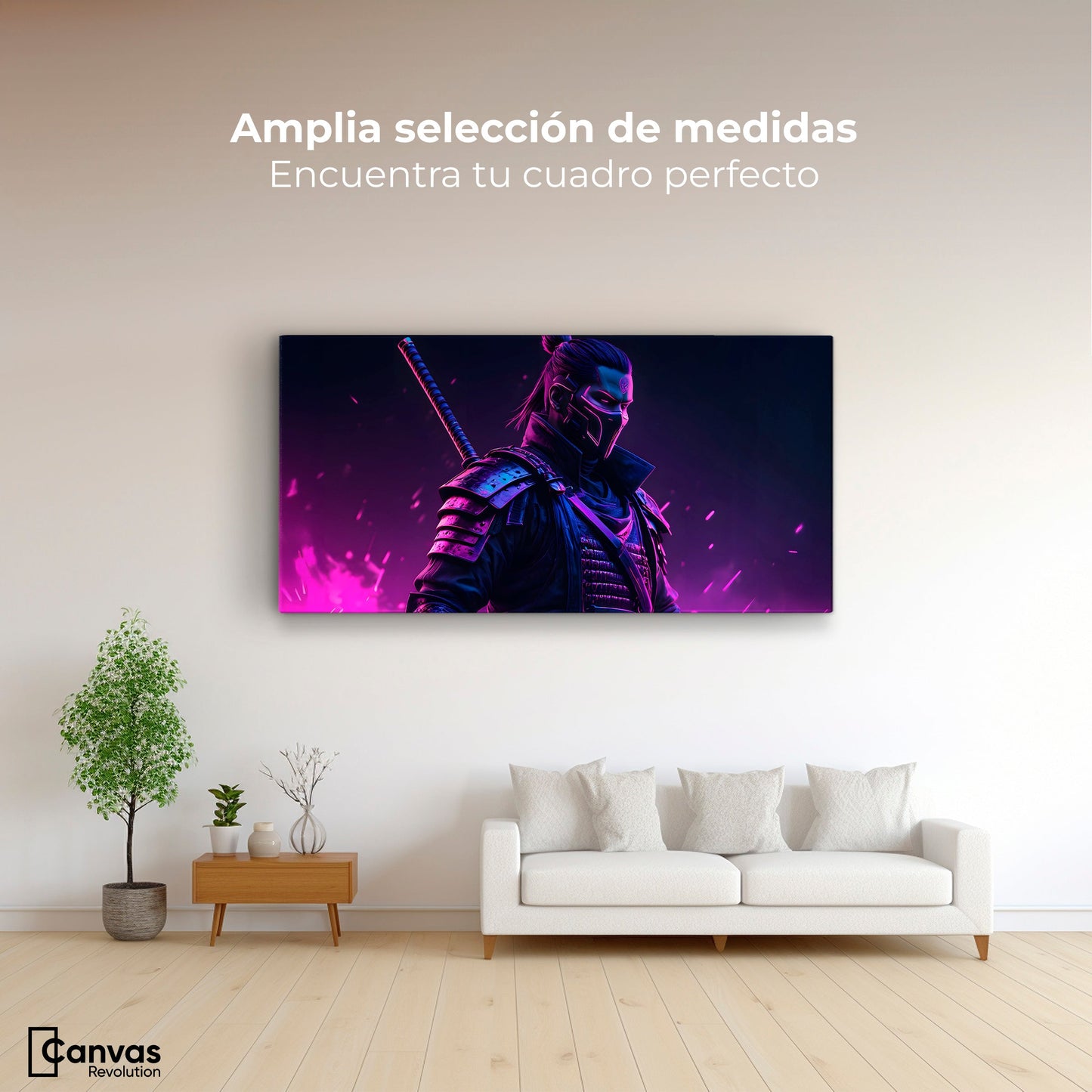 Cuadros Decorativos Canvas Revolution | Samurai Amatista | Montaje3