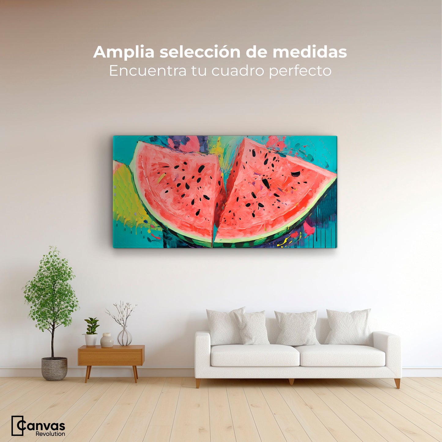 Cuadros Decorativos Canvas Revolution | Sandia Rebanada | Montaje3