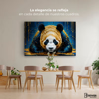 Cuadros Decorativos Canvas Revolution | Abrazo Panda Dorado | Montaje4
