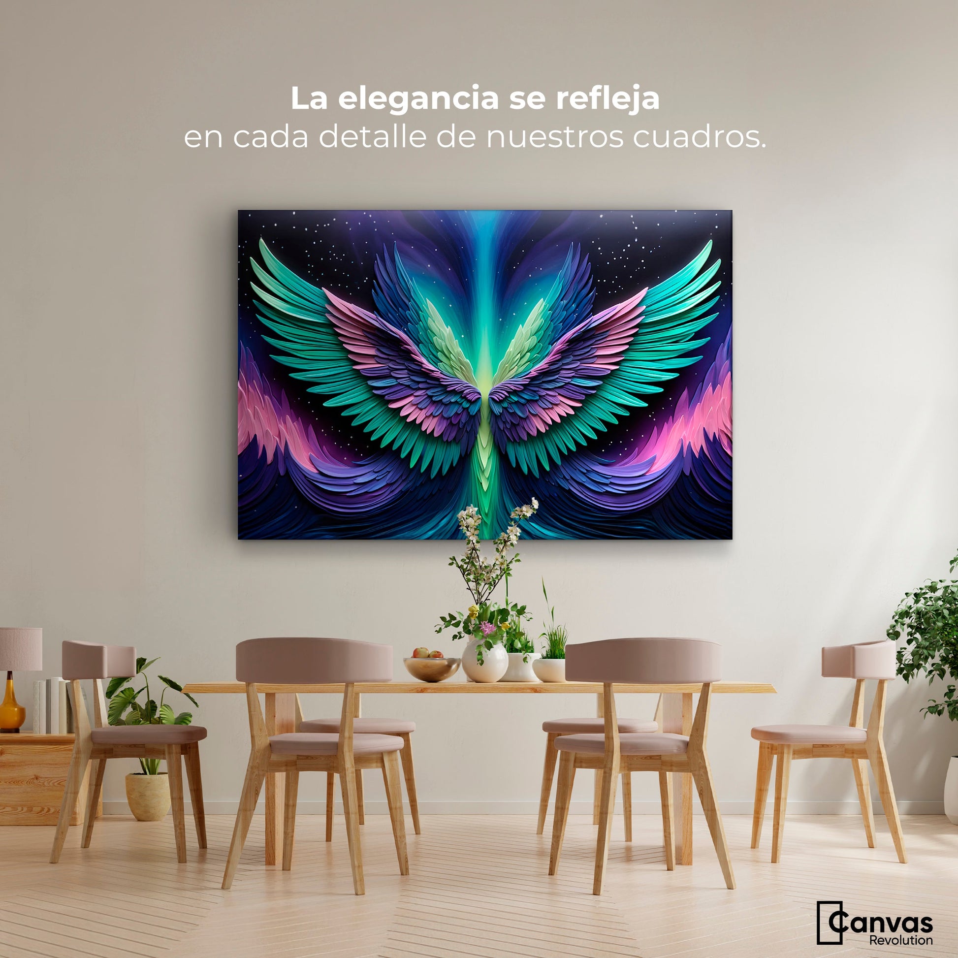 Cuadros Decorativos Canvas Revolution | Alas Angel Cosmic | Montaje4