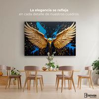 Cuadros Decorativos Canvas Revolution | Alas Angel Dorado | Montaje4