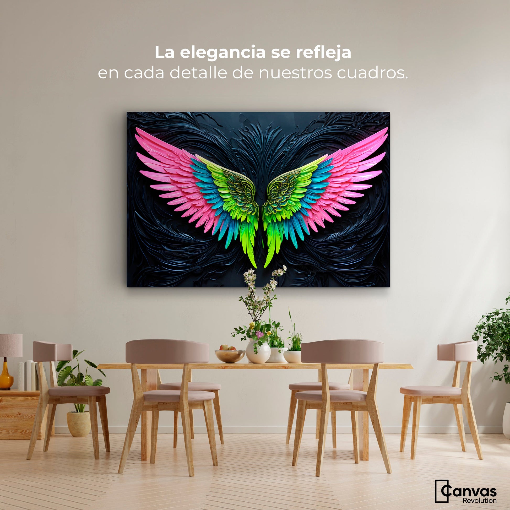 Cuadros Decorativos Canvas Revolution | Alas Angel Lucido | Montaje4