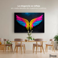 Cuadros Decorativos Canvas Revolution | Alas Angel Neon | Montaje4