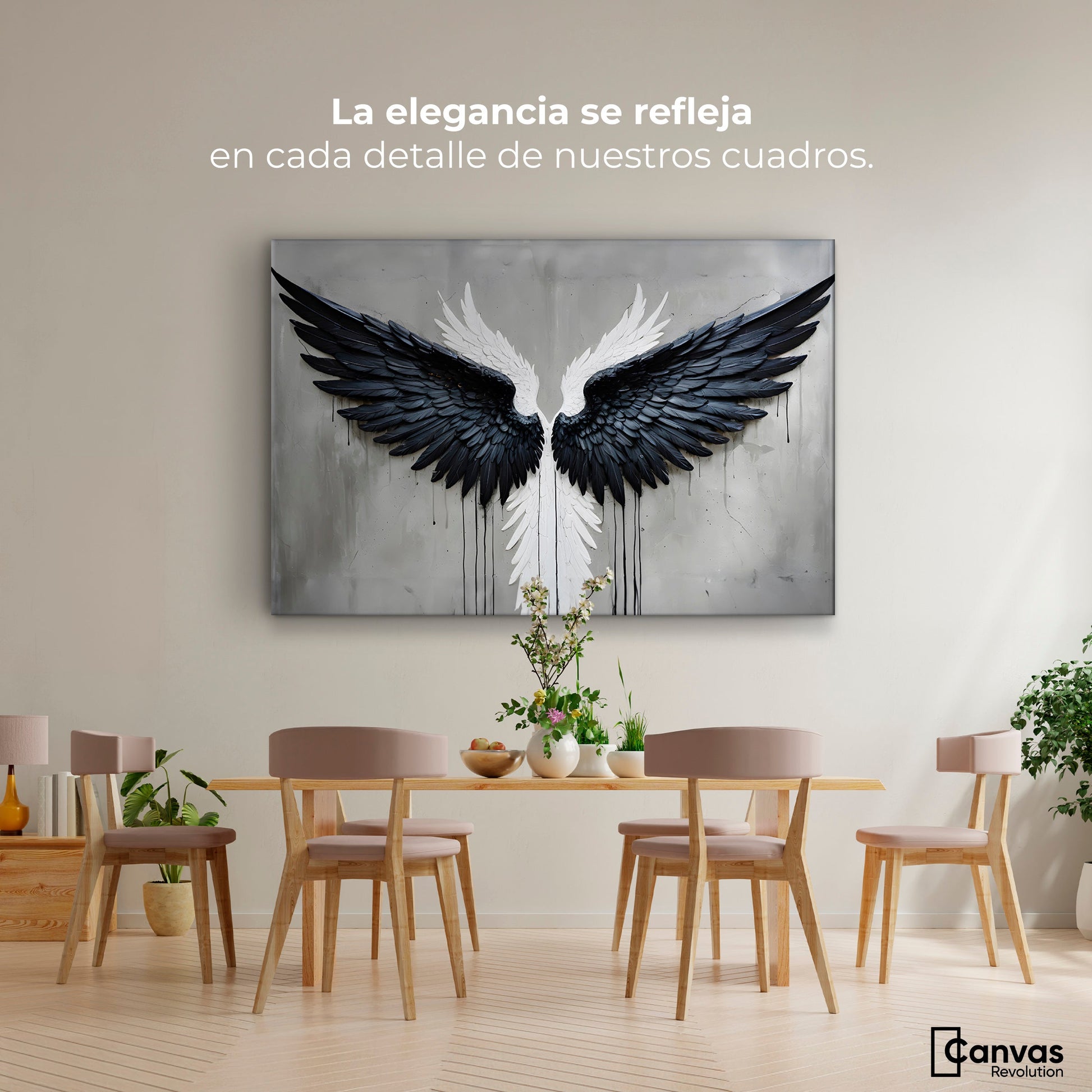 Cuadros Decorativos Canvas Revolution | Alas Angel Oscuro | Montaje4