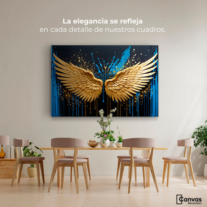 Cuadros Decorativos Canvas Revolution | Alas Oro Splash | Montaje4