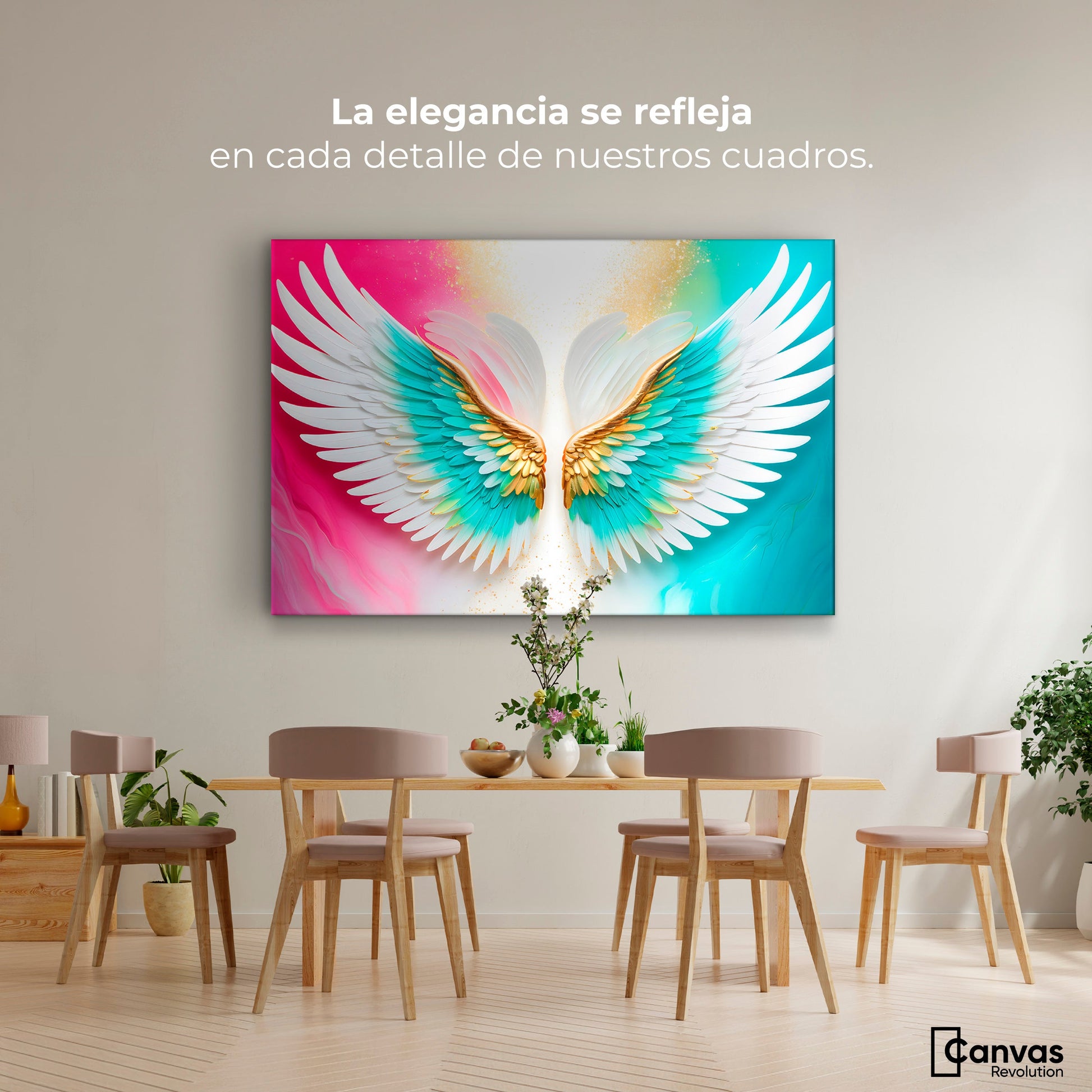 Cuadros Decorativos Canvas Revolution | Alas Plumas De Paz | Montaje4