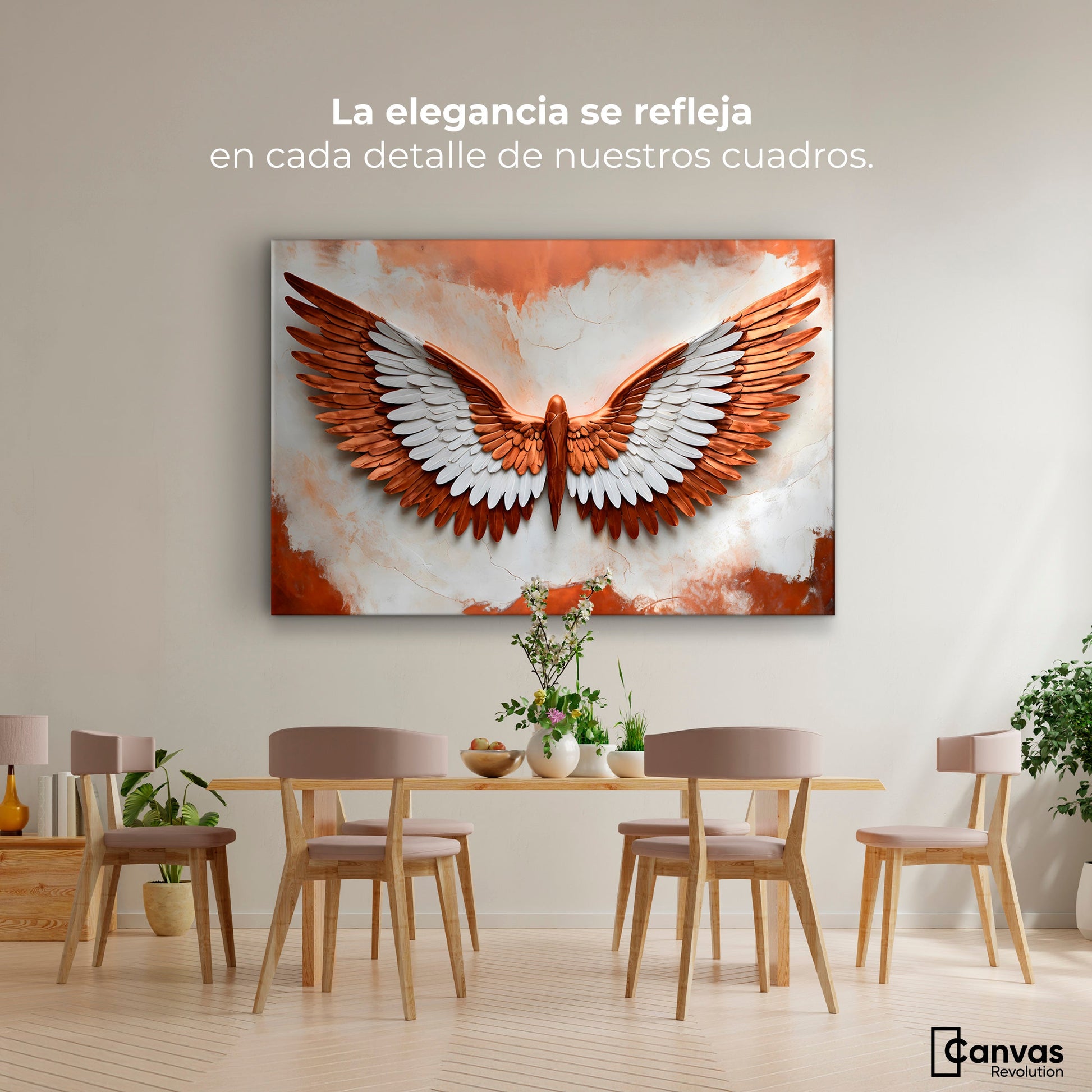 Cuadros Decorativos Canvas Revolution | Alas Vibrante Sol | Montaje4
