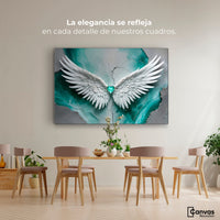 Cuadros Decorativos Canvas Revolution | Alas Vida Esmeralda | Montaje4