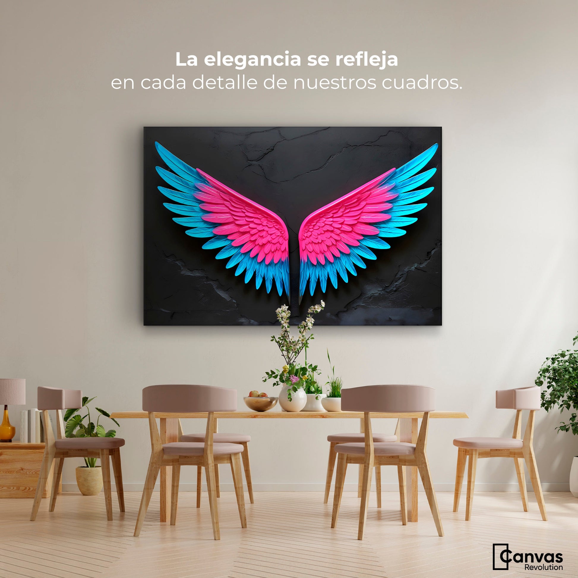 Cuadros Decorativos Canvas Revolution | Alas Vuelo De Luz | Montaje4