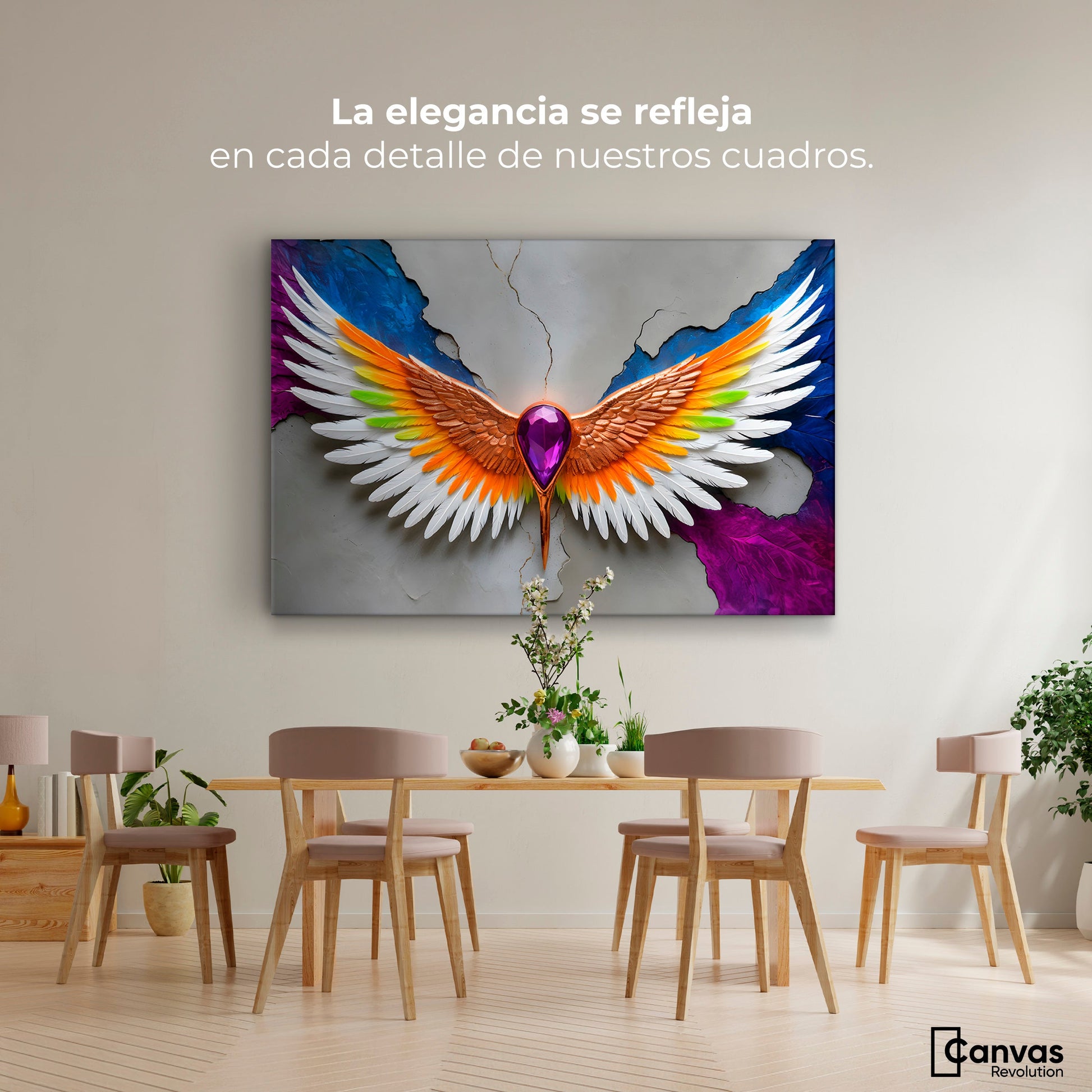 Cuadros Decorativos Canvas Revolution | Alas Vuelo Puro | Montaje4
