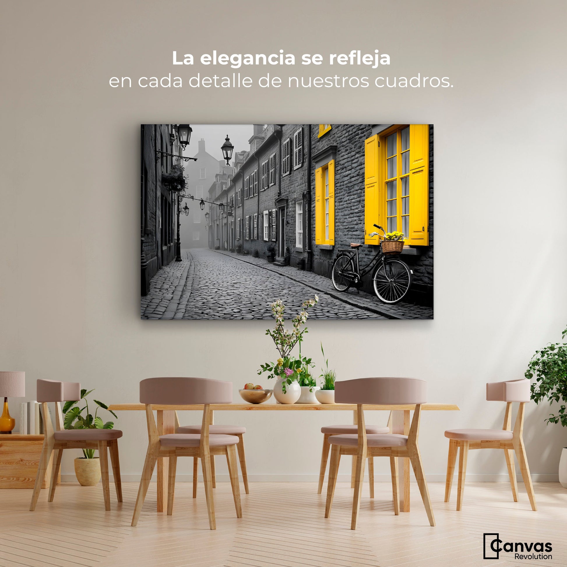 Cuadros Decorativos Canvas Revolution | Amarillo Resplandor | Montaje4